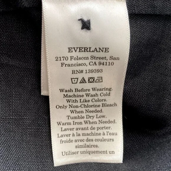 EVERLANE Daytripper Linen Dress Oversized Shirttail Hem Euro Flax Size S Black - Picture 13 of 15
